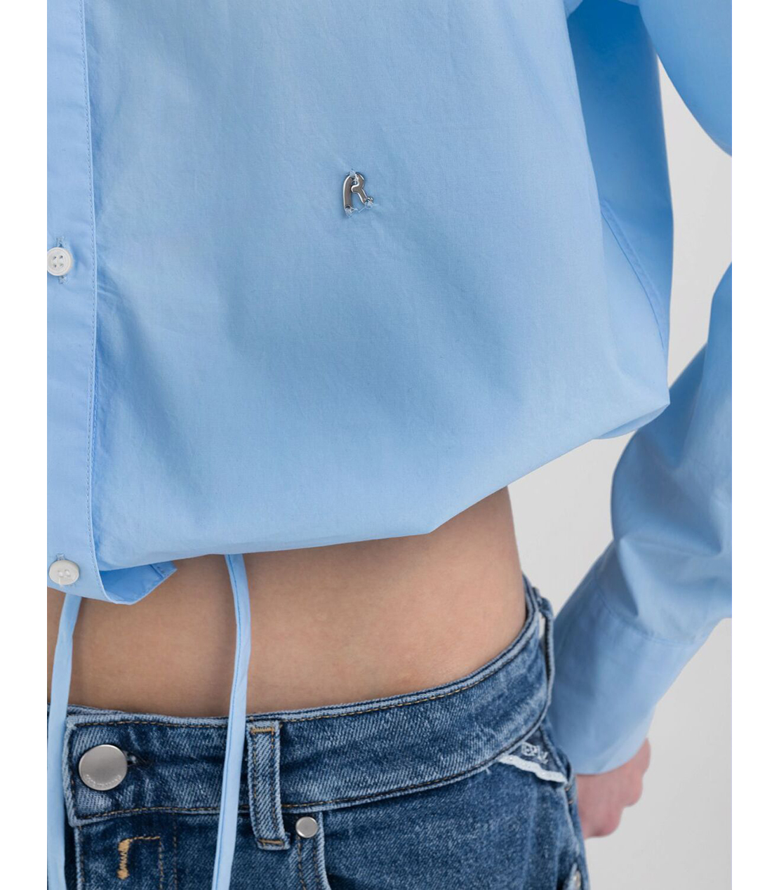 コットンポプリンドローストリングシャツ 詳細画像 スカイブルー 5